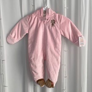9m pink baby winter monkey onesie